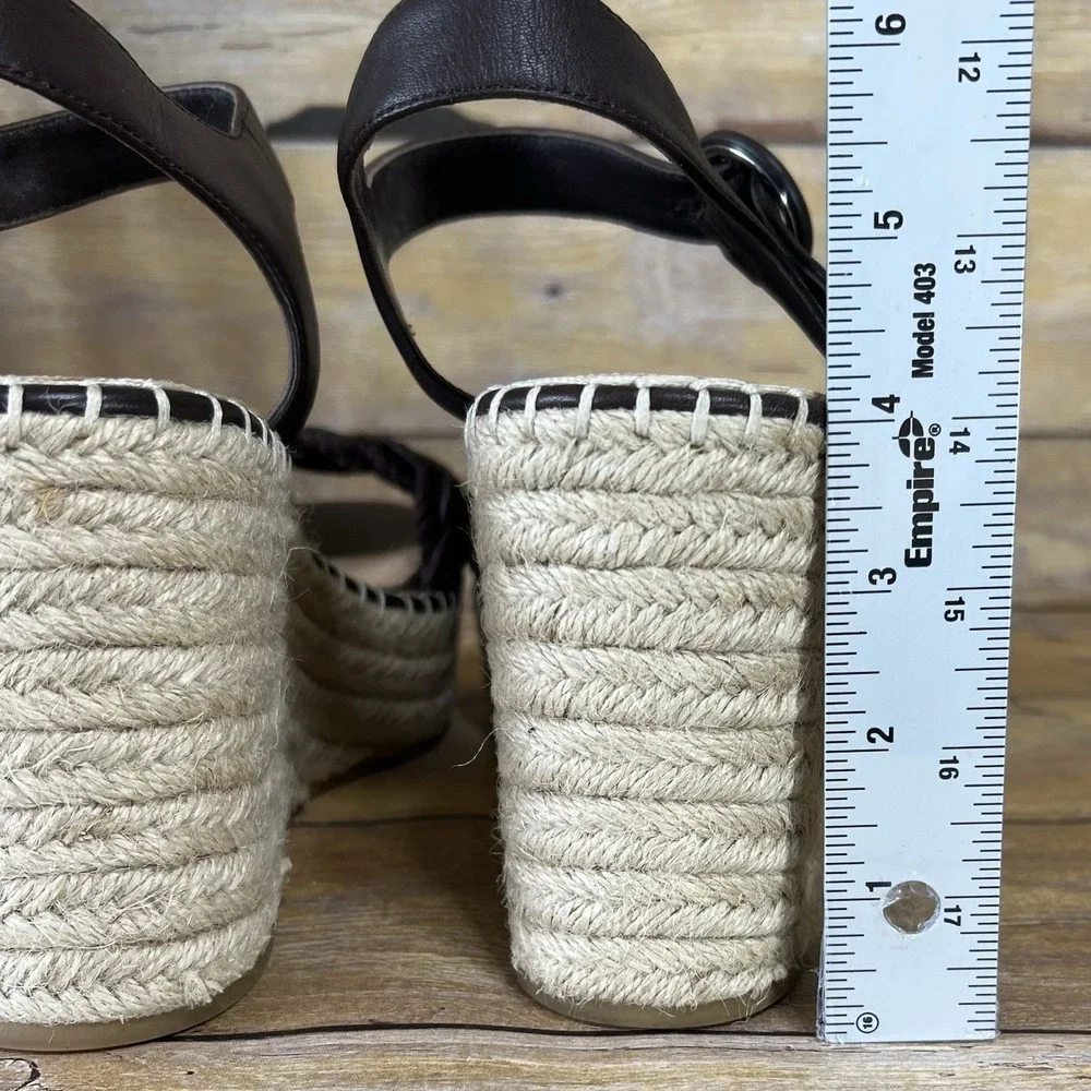 Veronica Beard Black Braided Espadrille Wedge  Leather Ankle‎ Strap Size 10